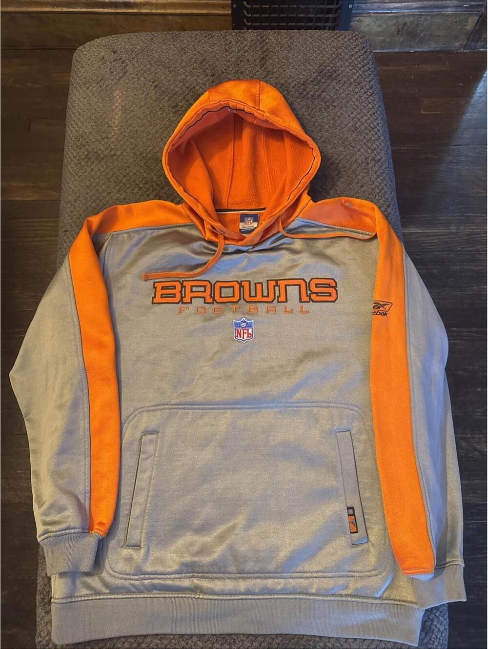 Vtg Y2K Reebok NFL Cleveland Browns Brownie Elf Embroidered Pullover Hoodie